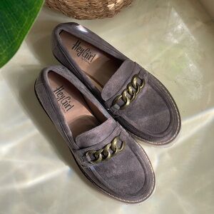 Hey Girl Corky’s ‘Literally’ Chunky Suede Loafers Chain Detail Sz 7 Academia